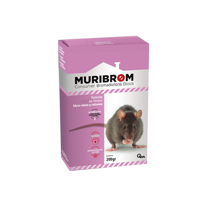 Raticida Cebo en bloque 200 gr Bromadiolona - Quimunsa