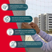 Red de Balcón para Gatos Blanca – Kit Completo con Fijaciones y Silicona para Balcones - Remi Hogar