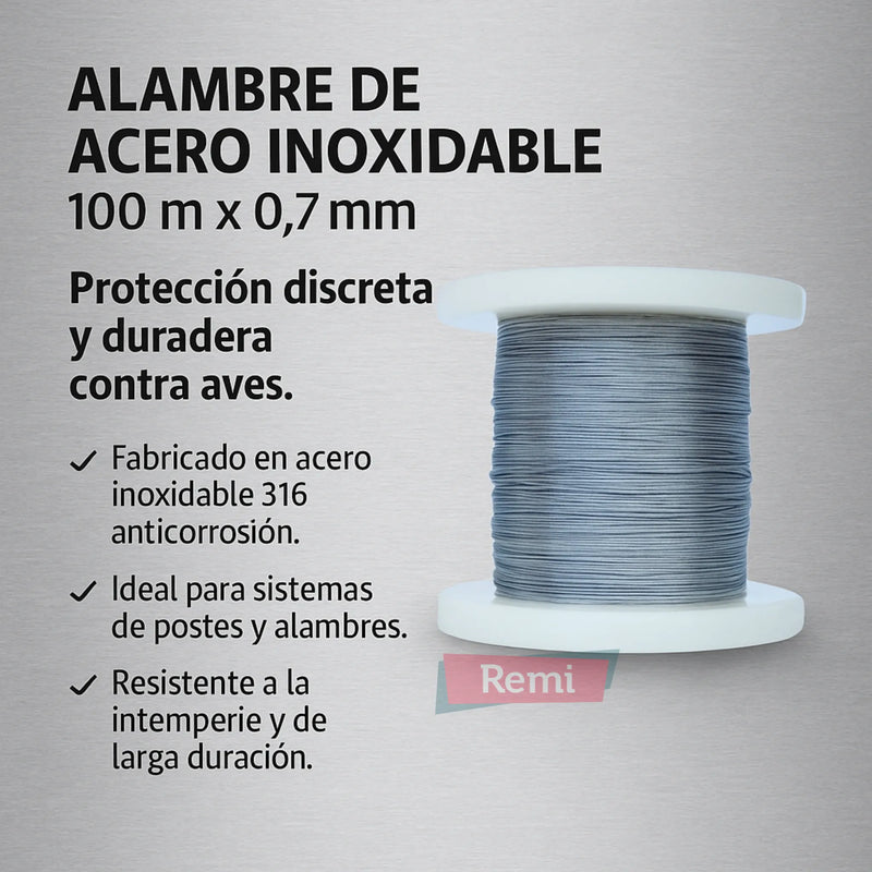 Alambre Acero Inoxidable 100 m x 0,7 mm - Remi Hogar - Remi Hogar