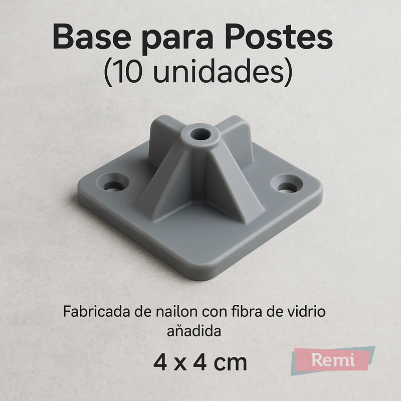 Base para Postes Apta para Adhesivo 10 Unidades - Remi Hogar - Remi Hogar