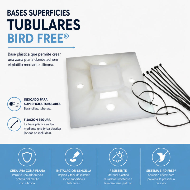 Accesorio para instalar Bird Free en superficies redondas y tubulares