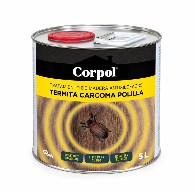 Corpol Matacarcoma 5 L | Tratamiento Antixilófagos para Madera contra Carcoma y Termitas | Permetrina 0,35%