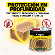 Corpol Matacarcoma 5 L | Tratamiento Antixilófagos para Madera contra Carcoma y Termitas | Permetrina 0,35%
