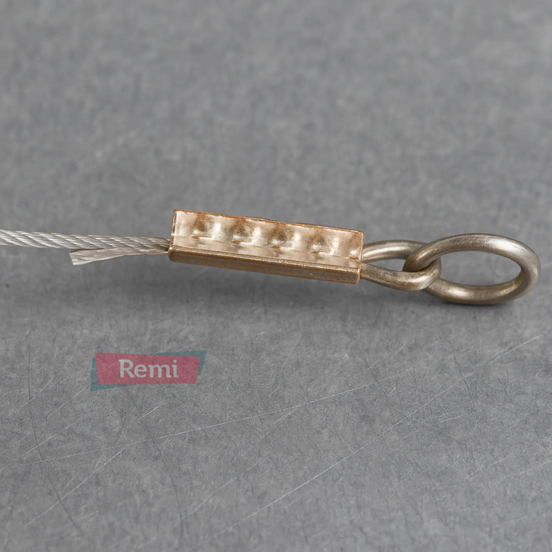 Crimps de cobre niquelado 2,4 mm para fijación de alambre en sistemas antiaves, pack de 100 unidades.