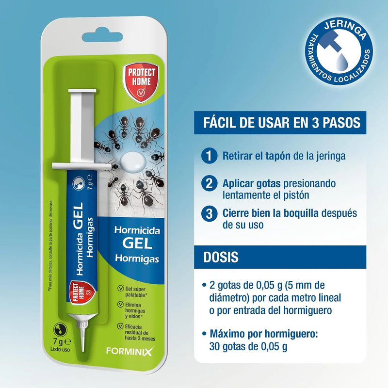 El Gel Antihormigas 7 g es un cebo insecticida listo para usar diseñado para el control de hormigas y hormigueros mediante aplicaciones pequeñas y localizadas.