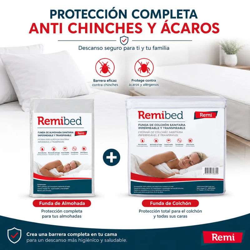 Funda Anti Chinches para Somier con Cremallera | Protección Integral Anti Ácaros, Antibacteriana y Transpirable RemiSomier