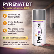 Aerosol insecticida descarga Pyrenat DT contra insectos voladores y rastreros 250 ml