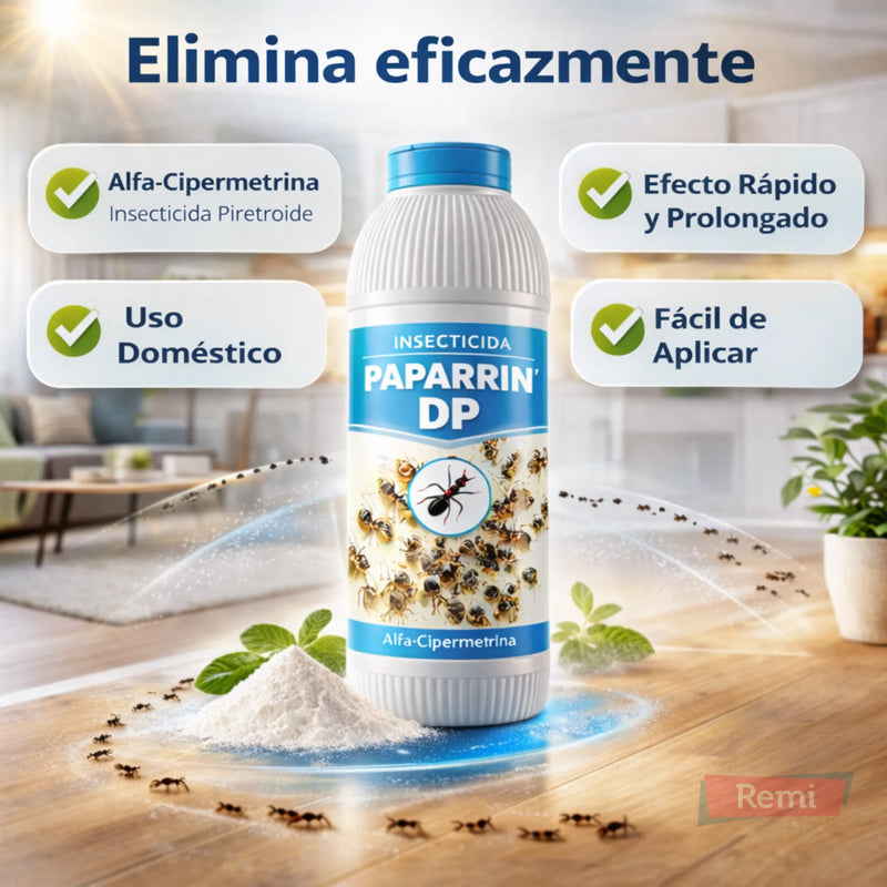 Polvo insecticida para hormigas, pulgas y cucarachas con efecto barrera Paparrín Massocide