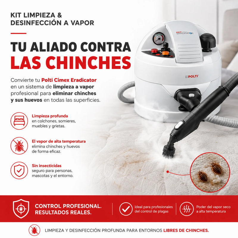 Kit de Limpieza y Desinfección a Vapor Polti anti chinches