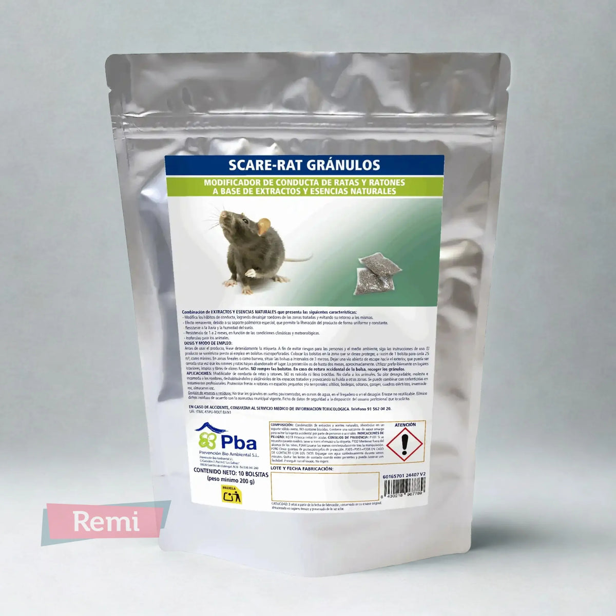 Scare - Rat Gránulos - Modificador de conducta natural contra ratas y ratones - Remi Hogar