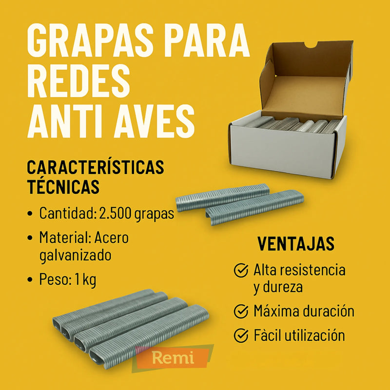 Grapas Para Redes Anti Aves - Remi Hogar - Remi Hogar