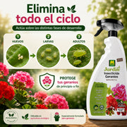 Tratamiento listo para usar en geranios con acción preventiva y curativa contra Pulgones, Araña Roja y Cochinillas