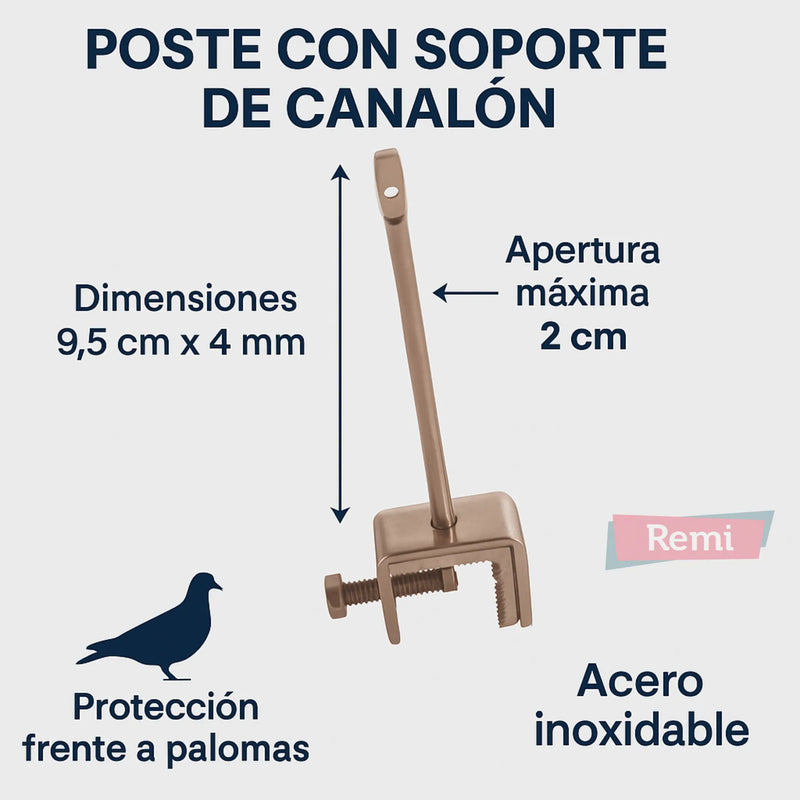 Poste con soporte de Canalón Acero Inox 10 unidades - Remi Hogar - Remi Hogar