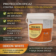 Tratamiento preventivo y curativo con Odeon White para madera interior y estructural