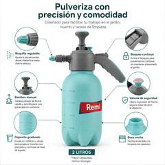 Pulverizador manual de 2 litros para jardín, huerto y limpieza