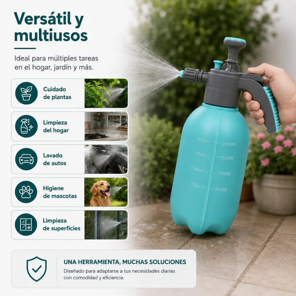 Pulverizador manual de 2 litros para jardín, huerto y limpieza