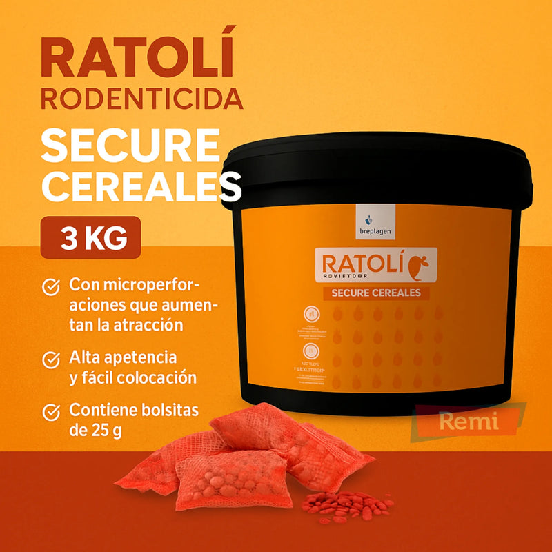 Ratolí Rodenticida Secure Cereales 3 Kg (Bolsas 25 gr) - Biocides - Remi Hogar