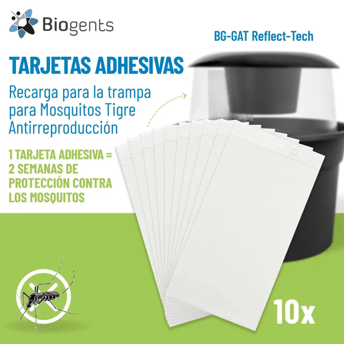 Pack 10 unidades recambios adhesivos para mantener la eficacia de la trampa BG-GAT