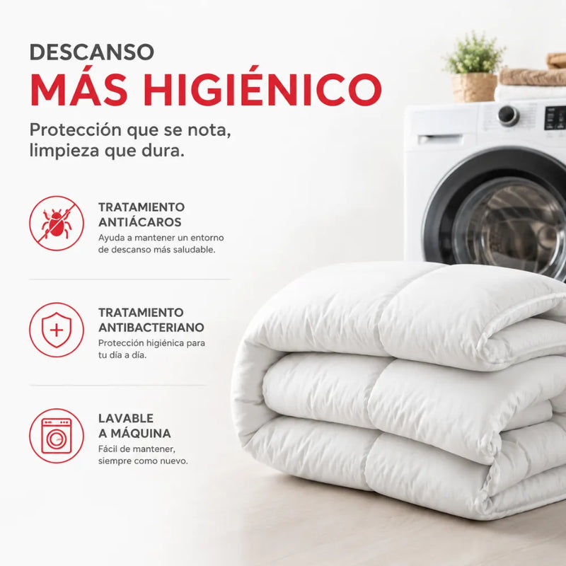 Relleno Nórdico Antiácaros y Antibacteriano RemiNordic Fibra Siliconada 300 g/m² Transpirable, Lavable y Certificado OEKO-TEX