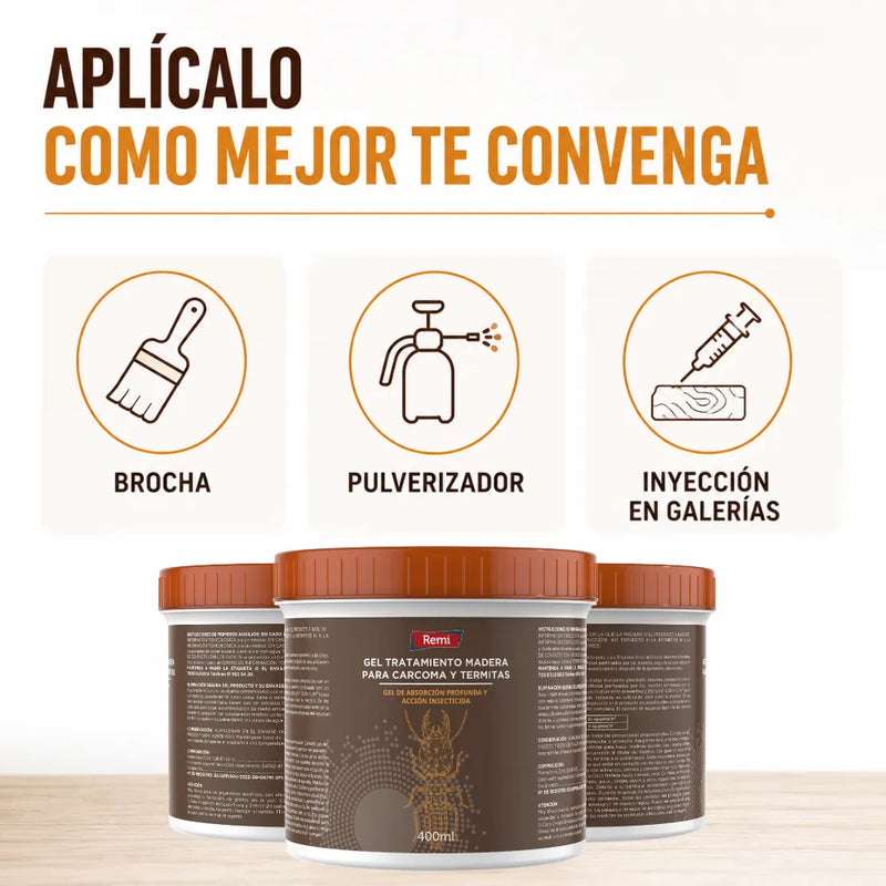 Gel Tratamiento Madera Carcoma y Termitas 400 ml Protector de Madera Listo para Usar en Interior