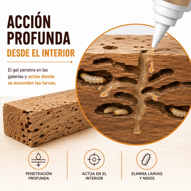Gel Tratamiento Madera Carcoma y Termitas 400 ml Protector de Madera Listo para Usar en Interior