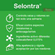 Cebo rodenticida con Colecalciferol 0,075% - Selontra Bloque Blando 3 kg - Remi Hogar