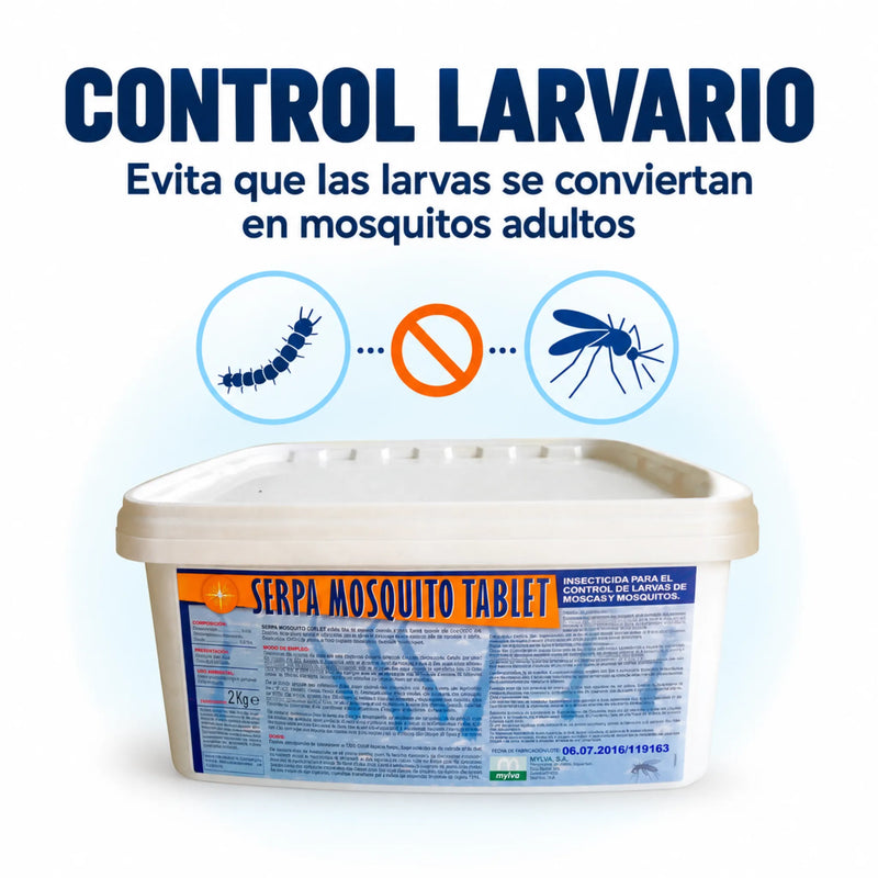 SERPA Mosquito Tablet 2 kg Larvicida Profesional en Comprimidos para Mosquitos y Mosquito Tigre