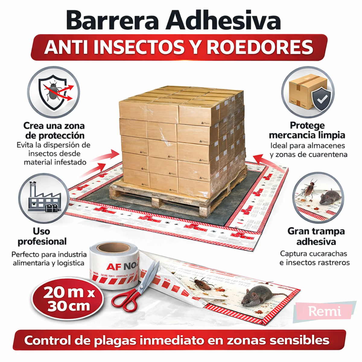 Barrera adhesiva AF No-Zone para control de plagas en industria