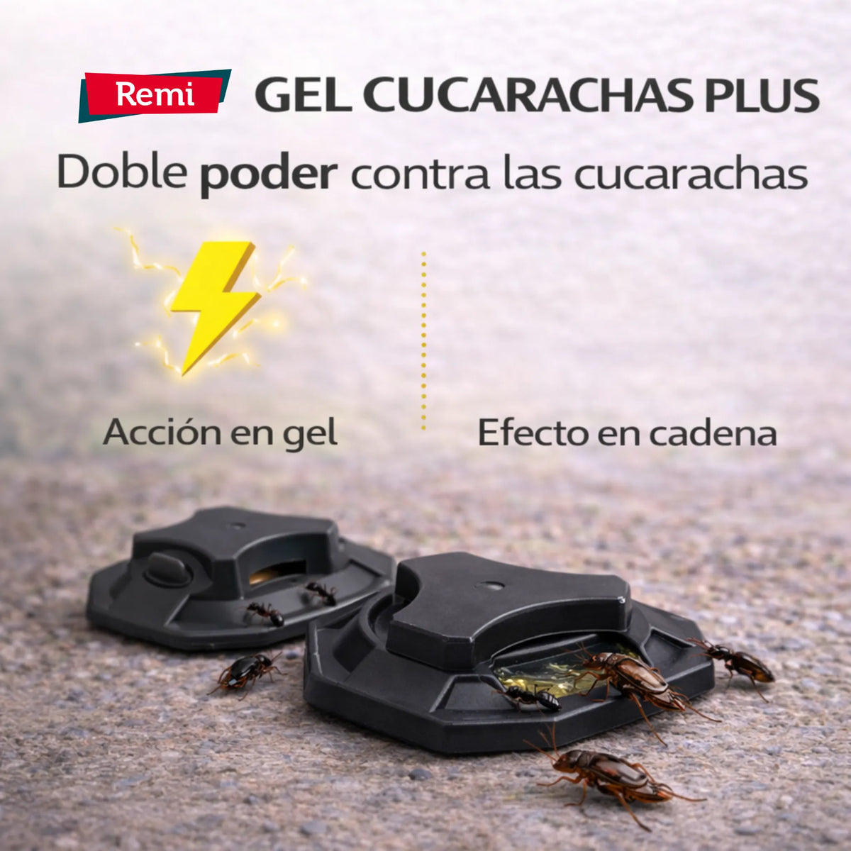 Trampas con cebo en gel para eliminar cucarachas en interiores y exteriores