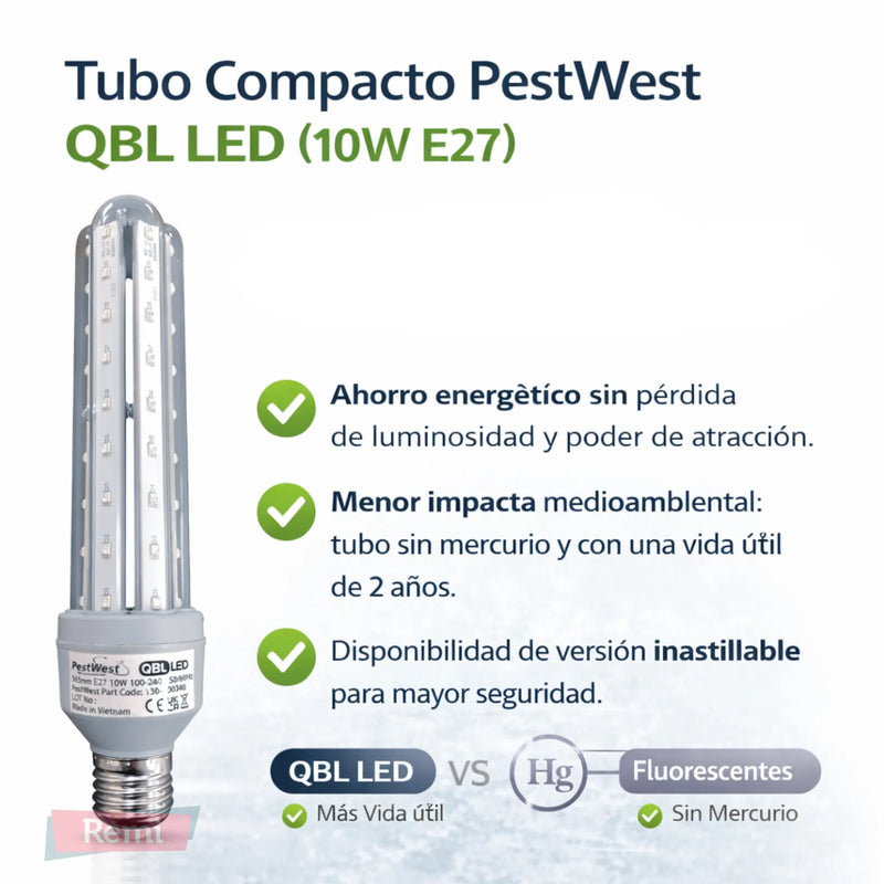 Bombilla UV LED 10W E27 para moscas y mosquitos con bajo consumo para insectocutores Sunburst y Titan Omega