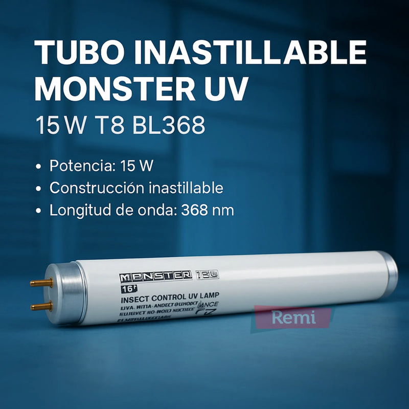 Tubo Inastillable Monster UV - 15W T8 BL368 - Remi Hogar