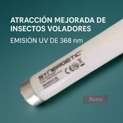 Tubo UV Synergetic TGX 15W T8 de 18 pulgadas para insectocutores, recambio de lámpara ultravioleta para control de insectos voladores.