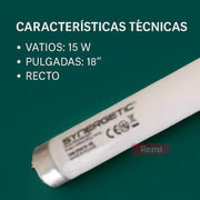 Tubo UV Synergetic TGX 15W T8 de 18 pulgadas para insectocutores, recambio de lámpara ultravioleta para control de insectos voladores.