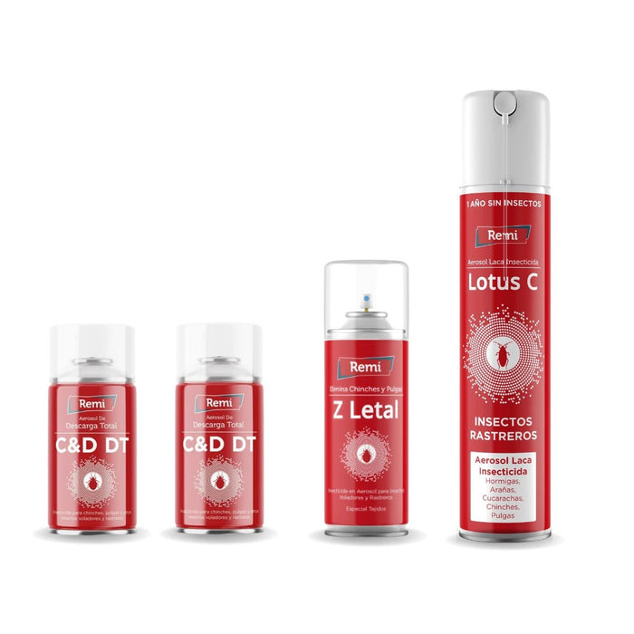 Pack para fumigar Chinches - 2 Descargas, 1 Spray, 1 Laca - Remi Hogar