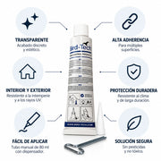 Adhesivo Especial Transparente 80 ml | Pegamento para Pinchos Antipalomas, Clips y Redes | Interior y Exterior
