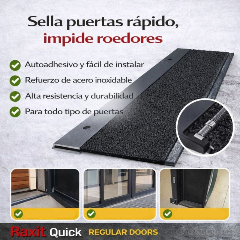 Burlete anti ratas autoadhesivo para puertas - Raxit Quick Regular Doors - Remi Hogar