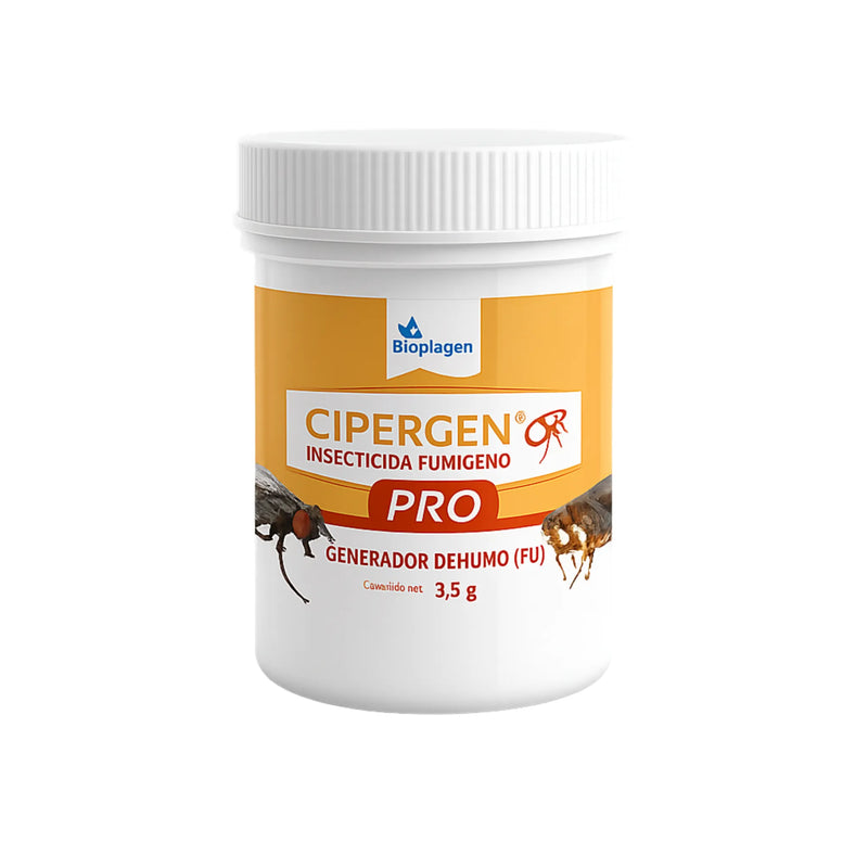 CIPERGEN PRO Fumígeno para moscas, cucarachas, pulgas y plagas del grano en recintos cerrados