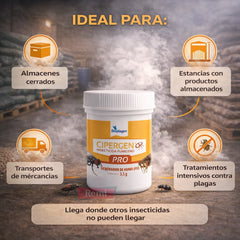 CIPERGEN PRO Fumígeno para moscas, cucarachas, pulgas y plagas del grano en recintos cerrados