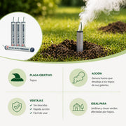 Cartuchos fumigantes antitopos fáciles de usar y sin biocidas