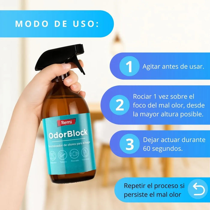 Spray neutralizador de odores multiuso OdorBlock - Remi Hogar