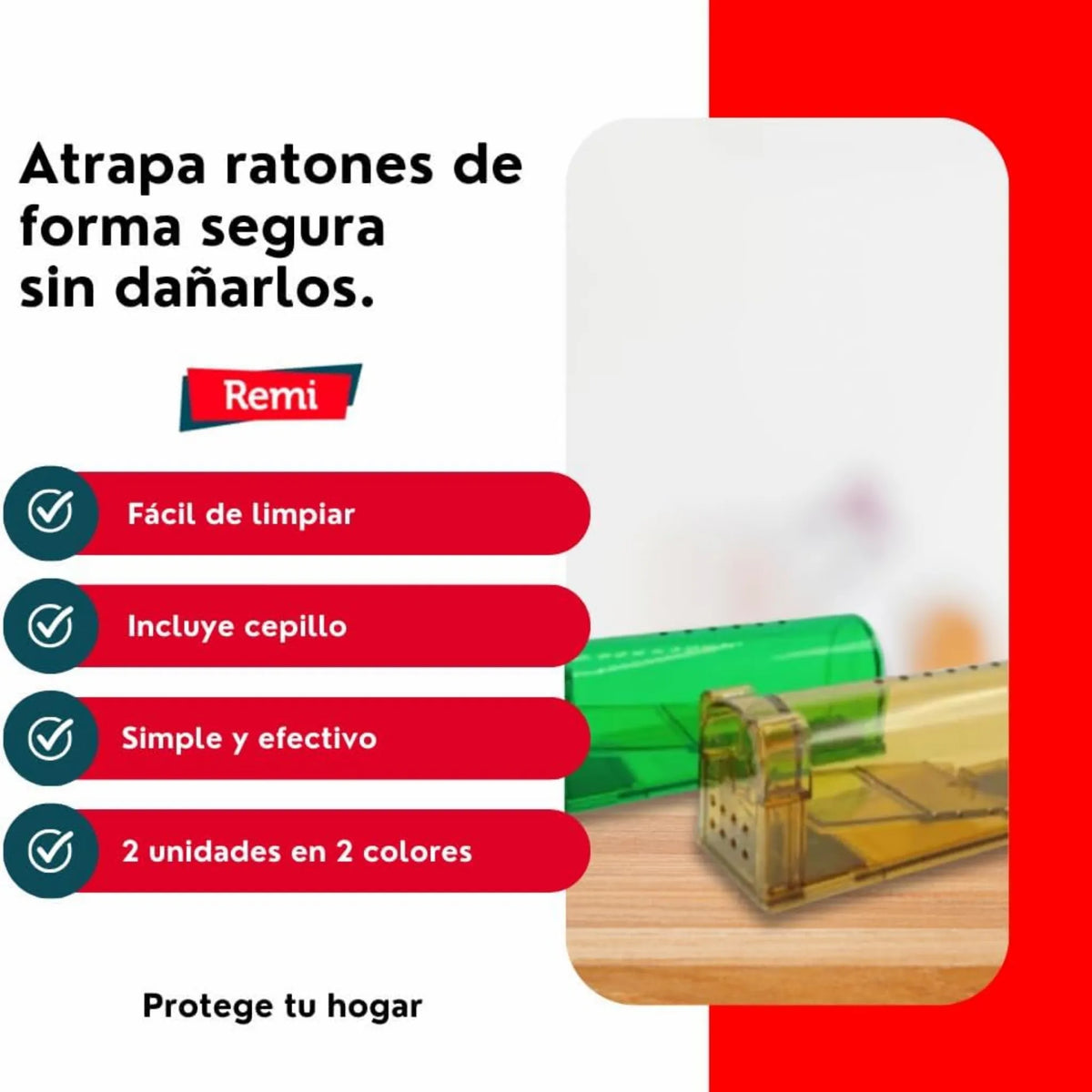 2Pcs Trampa para capturar ratones - Reutilizable - Remi Hogar