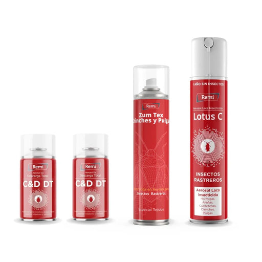 Pack para fumigar Chinches - 2 Descargas, 1 Spray, 1 Laca - Remi Hogar