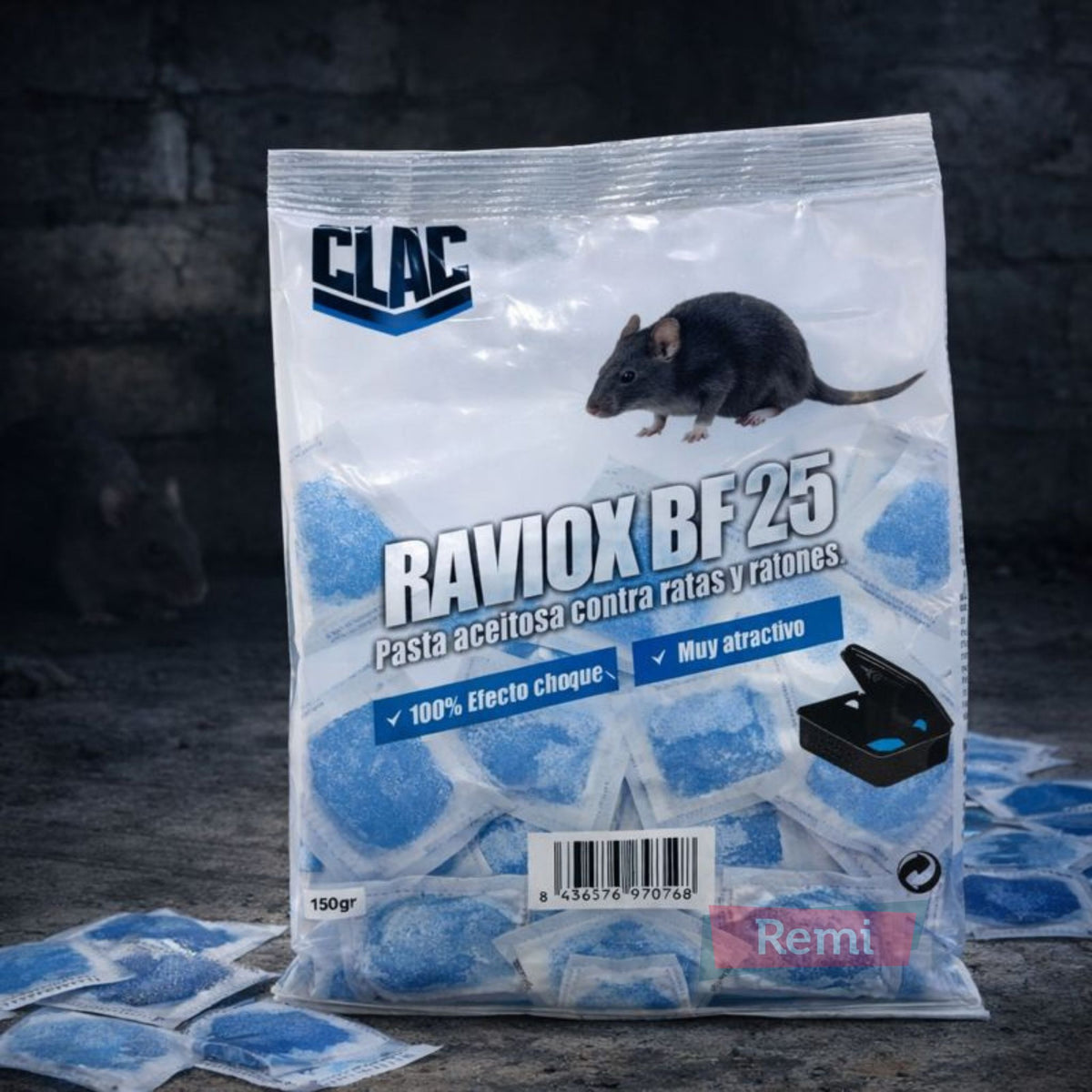 Raticida en pasta con Brodifacoum 25 ratas y ratones - RAVIOX BF 25 - Remi Hogar