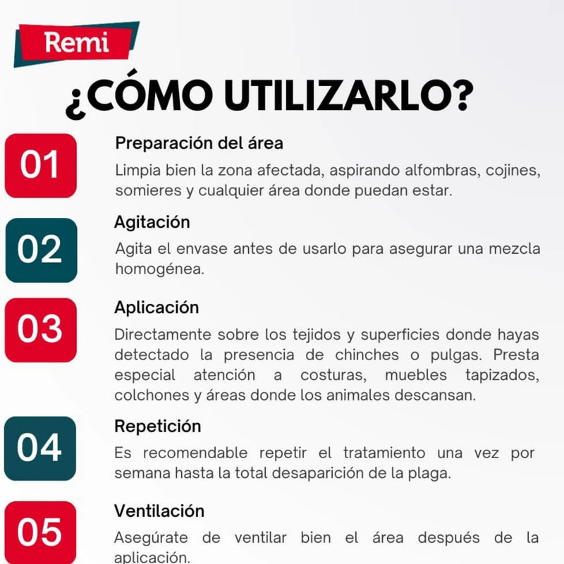 Spray Insecticida para Chinches y Pulgas especial tejidos 400 ml - Remi Hogar