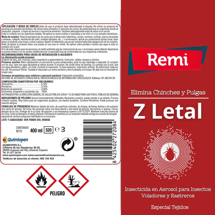 Z Letal - Spray Inseticida para Percevejos e Pulgas 400 ml